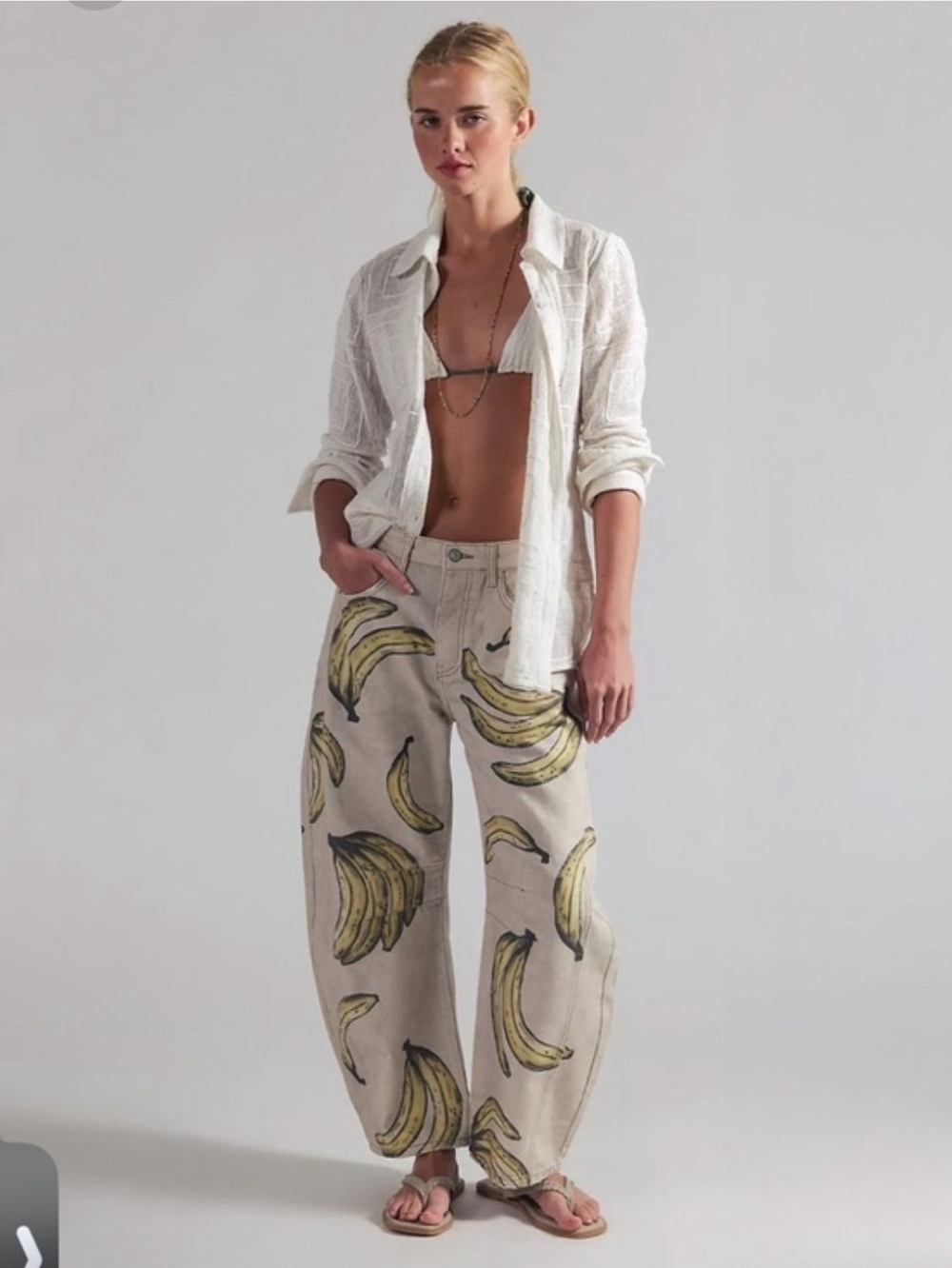 We The Free Good Luck Printed Barrel Jeans Banana